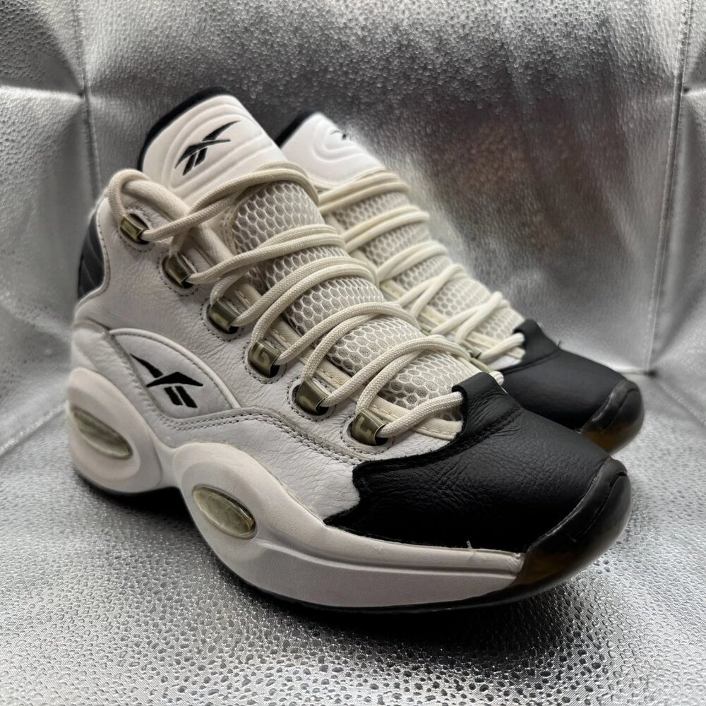 Size 7.5 Reebok Question Mid Why Not Us White Black Mens Leather Shoes‎ GX5260